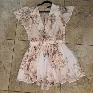 Pink floral romper